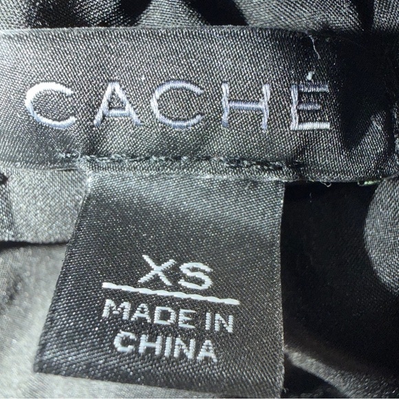 Caché Black Floral Velvet Mock Neck Top Size XS - Picture 6 of 7